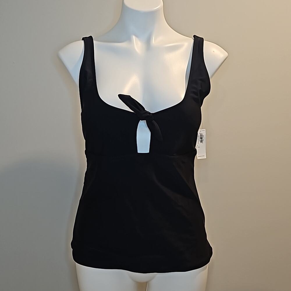 NWT Old Navy Black Twist-Front Tankini Swim Top - Large Tall - Keyhole Cutout